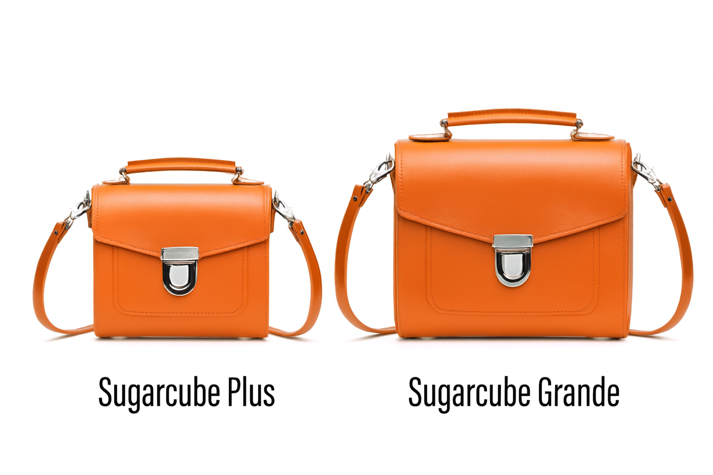 Handmade Leather Sugarcube Handbag - Orange