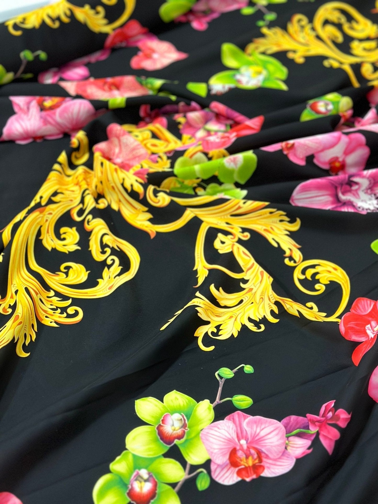 Orchid Baroque Floral Fabric