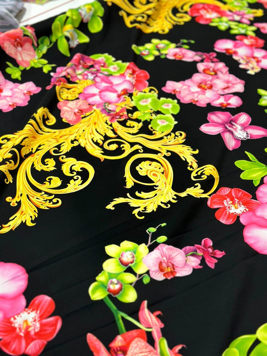 Orchid Baroque Floral Fabric