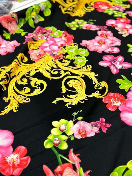 Orchid Baroque Floral Fabric