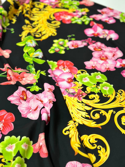 Orchid Baroque Floral Fabric