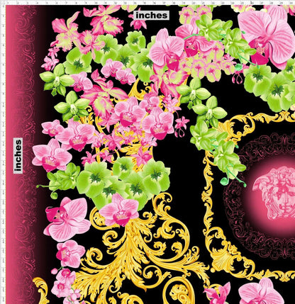 Orchid Floral Swirl Print Fabric – Fabric by Metre, Multiple Options for Sewing & Dressmaking