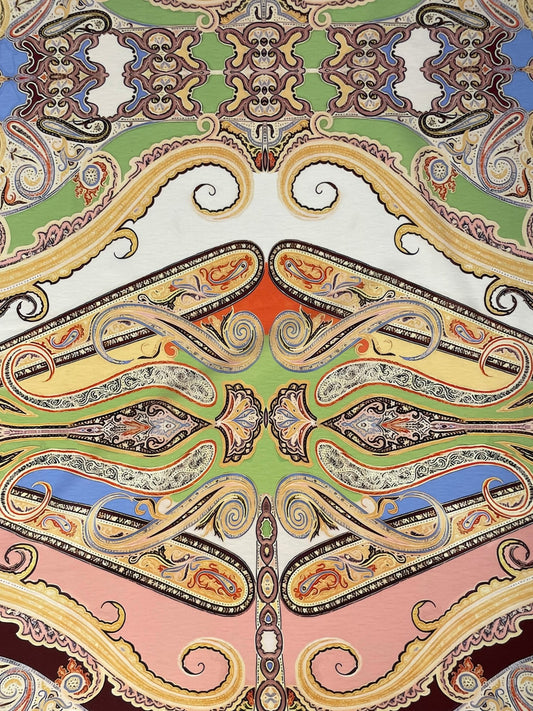 Multicolor Vintage Bohemian Textile with Baroque Details