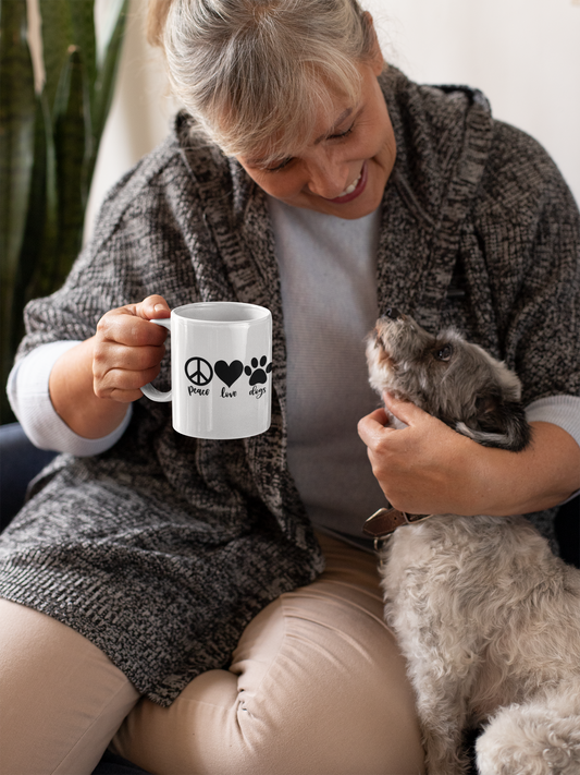 Peace Love Dogs Dog Mom Mug