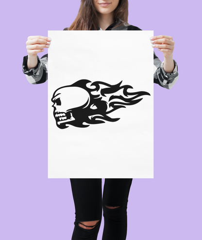 Flaming Skull Sticker