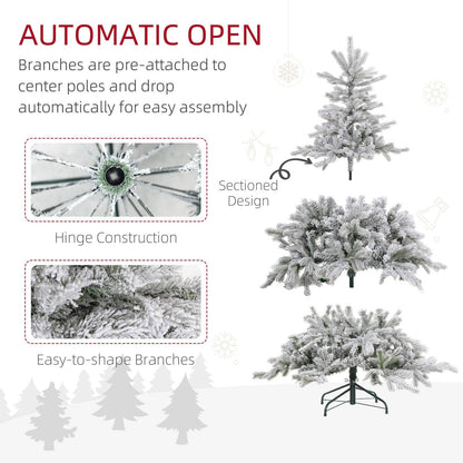 5ft Christmas Tree Artificial - White Frosted Green with LED Lights Warm White 931 Tips