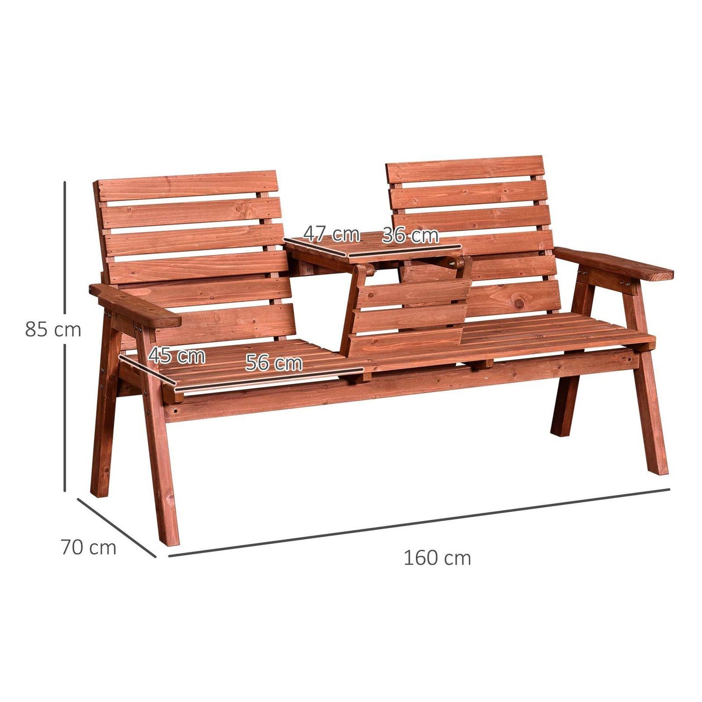 Fir Wood Convertible 2 to 3 Seater Outdoor Garden Bench Wood Tone
