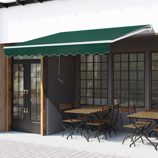 Outsunny Awning Canopy Manual Retractable Porch Sun Shade Shelter 3 X 2M Green
