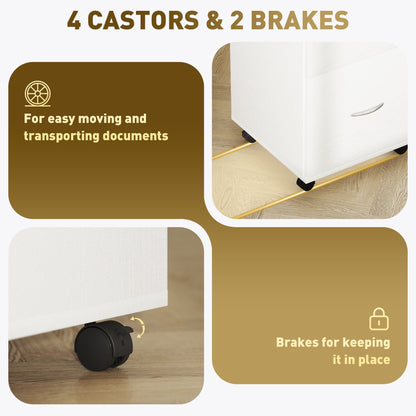 HOMCOM Pedestal Office Mobile Filing Cabinet 2 Drawer White