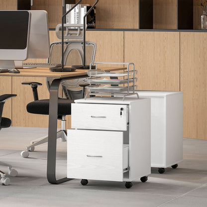 HOMCOM Pedestal Office Mobile Filing Cabinet 2 Drawer White