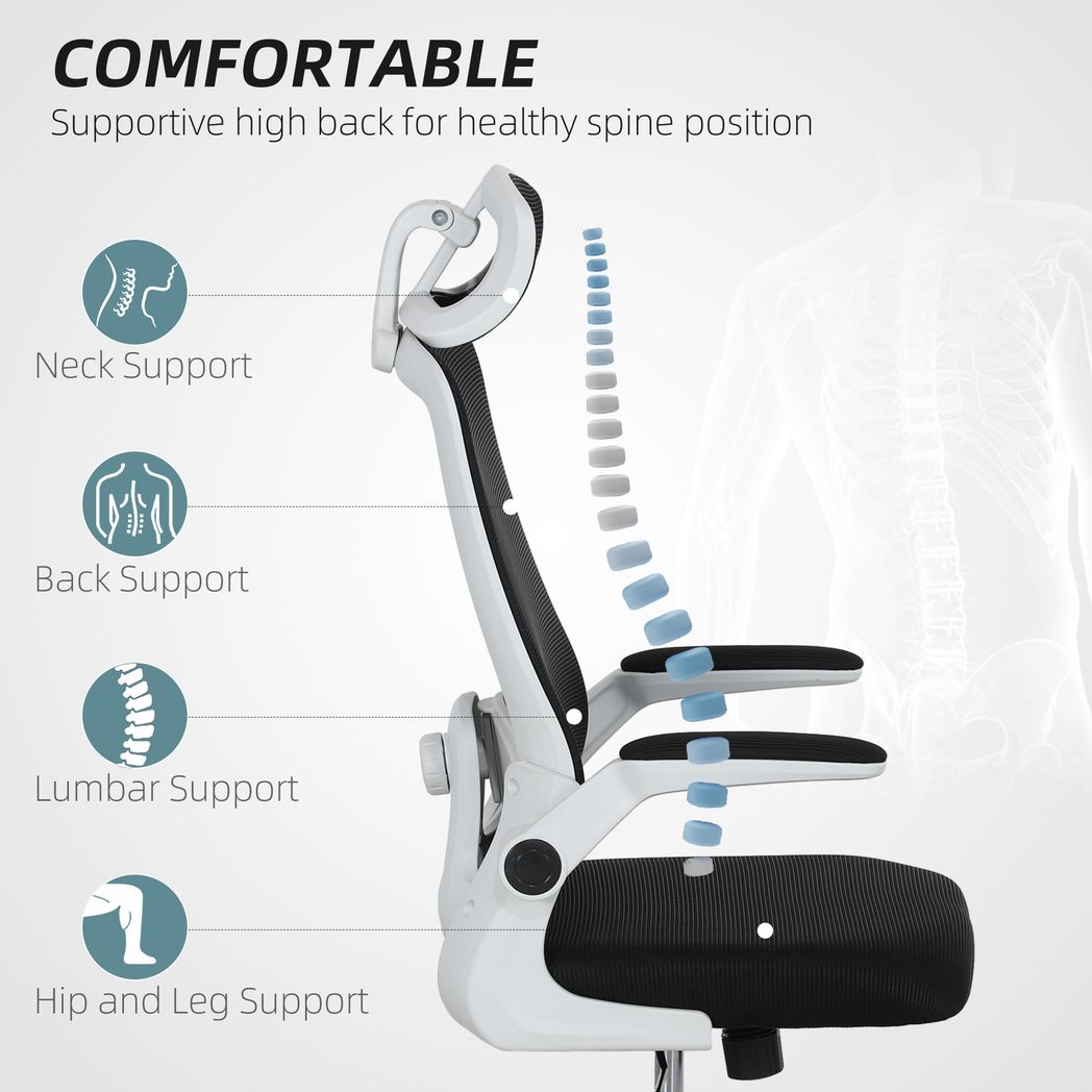 HOMCOM Executive Mesh Office Chair with Headrest, Lumbar Support
