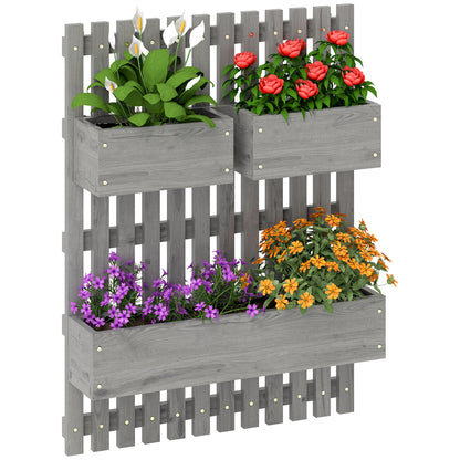 Outsunny Wooden Garden Planters with Trellis Wall-mounted Raised Garden Bed