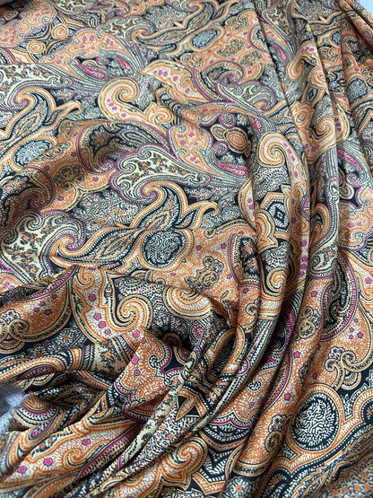 Black and Orange Paisley Fabric