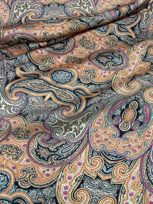 Black and Orange Paisley Fabric