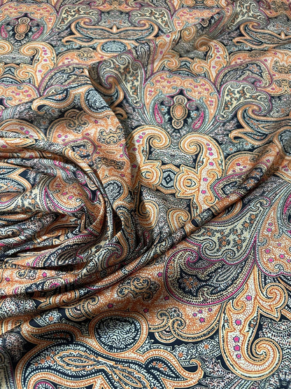 Black and Orange Paisley Fabric