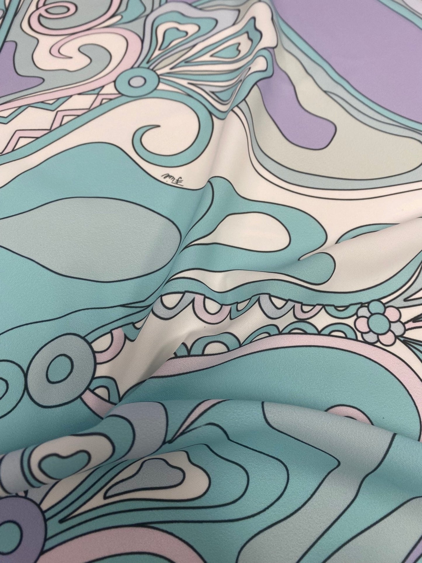 Pastel Abstract Swirl Print Fabric
