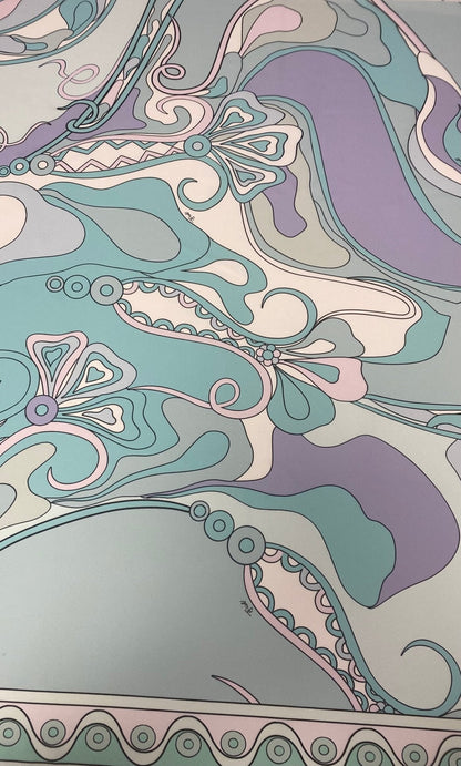 Pastel Abstract Swirl Print Fabric