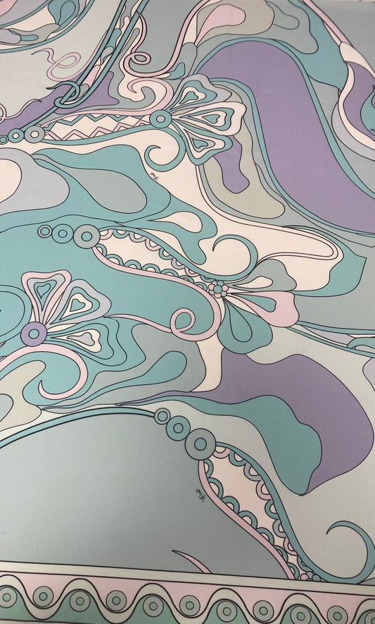 Pastel Abstract Swirl Print Fabric