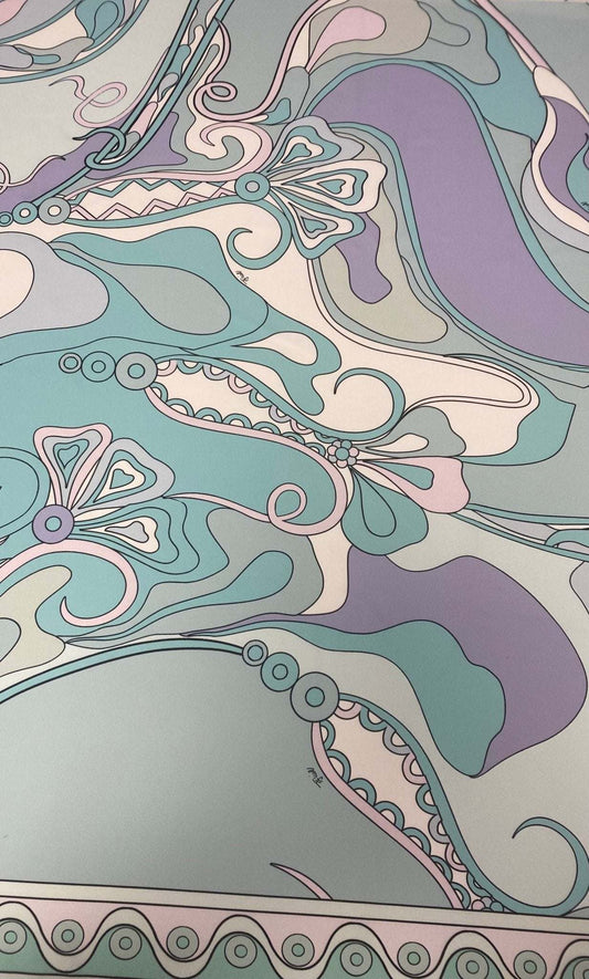 Pastel Abstract Swirl Print Fabric