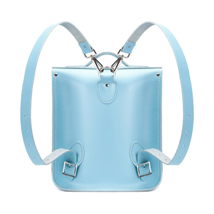 Handmade Leather City Backpack - Pastel Baby Blue