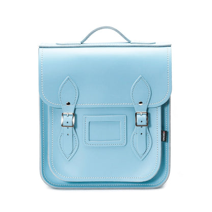 Handmade Leather City Backpack - Pastel Baby Blue