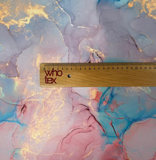 Pastel Marble Effect Fabric with Gold Veins | Fabric by Metre