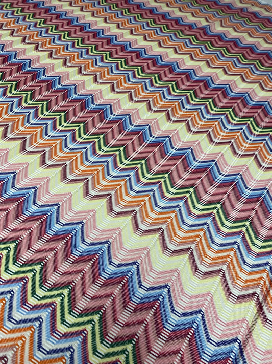 Pastel Multicolor Chevron Mesh Fabric