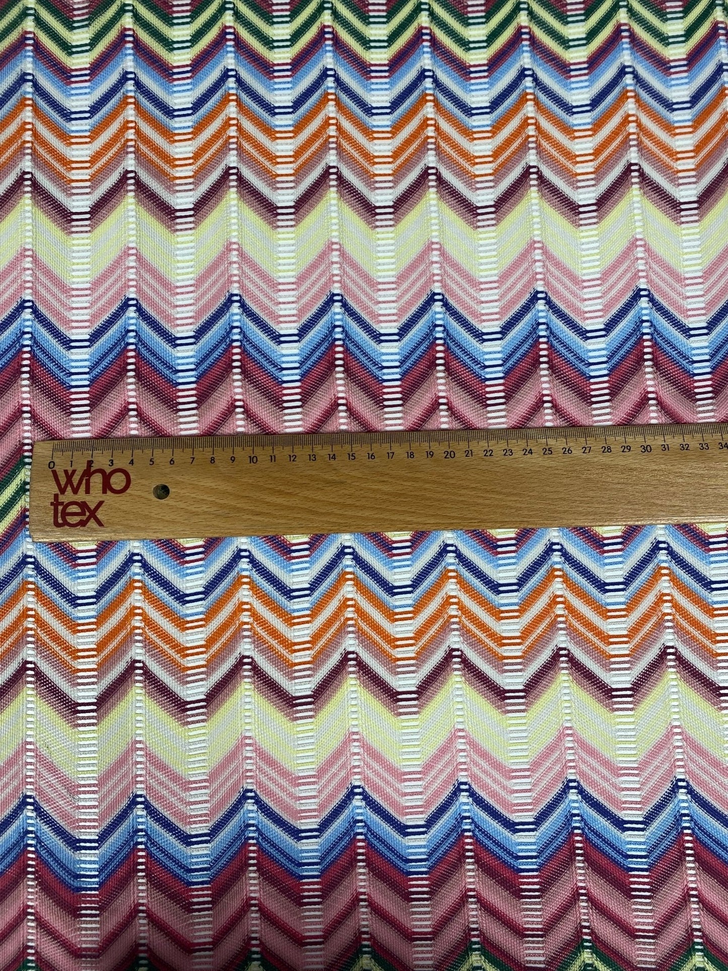Pastel Multicolor Chevron Mesh Fabric
