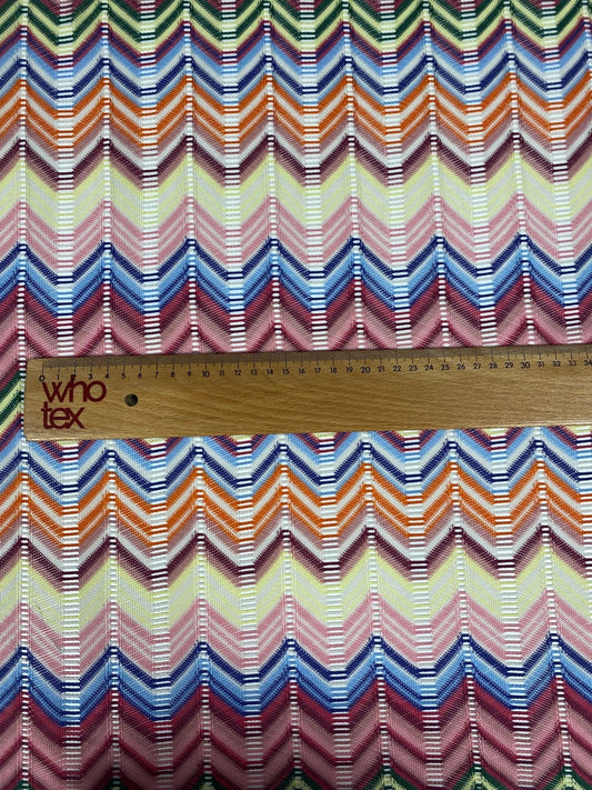 Pastel Multicolor Chevron Mesh Fabric