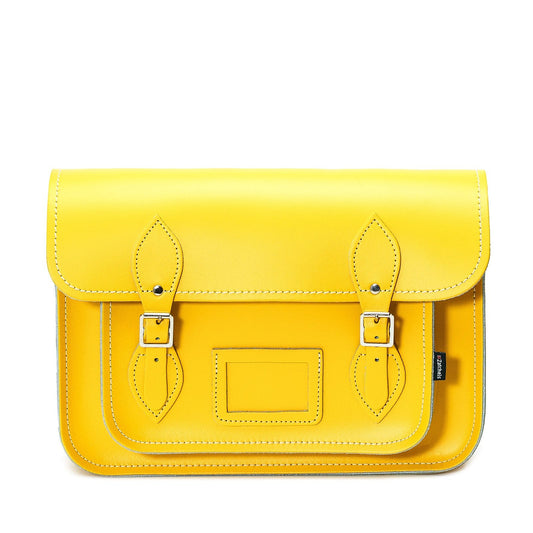 Handmade Leather Satchel - Pastel Daffodil Yellow