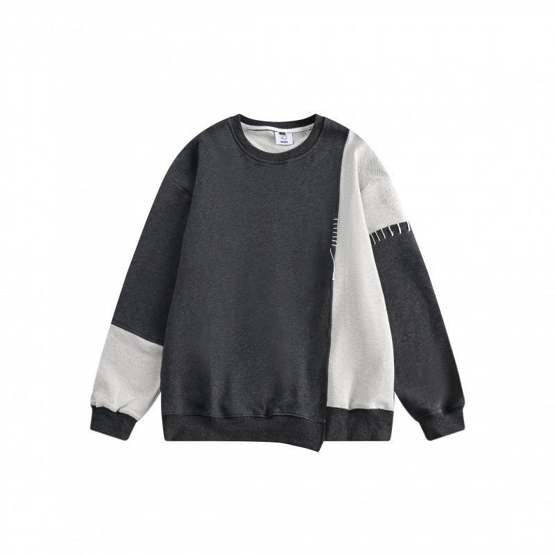 Patchwork Sweater - Loose Round Neck