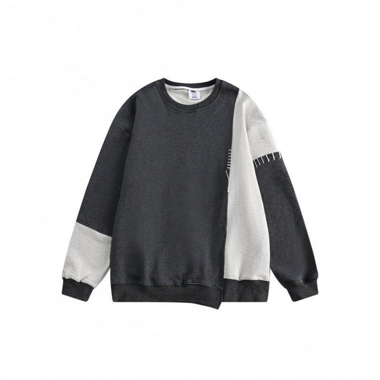 Patchwork Sweater - Loose Round Neck
