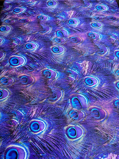 Purple Peacock Feather Pattern Fabric