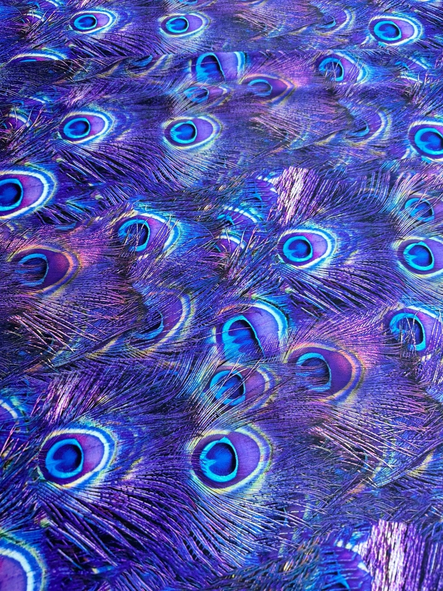 Purple Peacock Feather Pattern Fabric