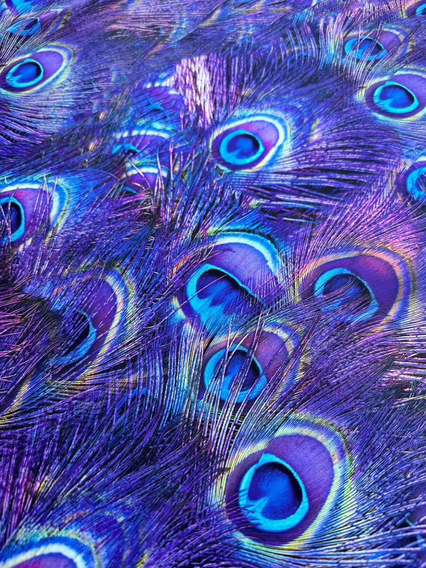 Purple Peacock Feather Pattern Fabric