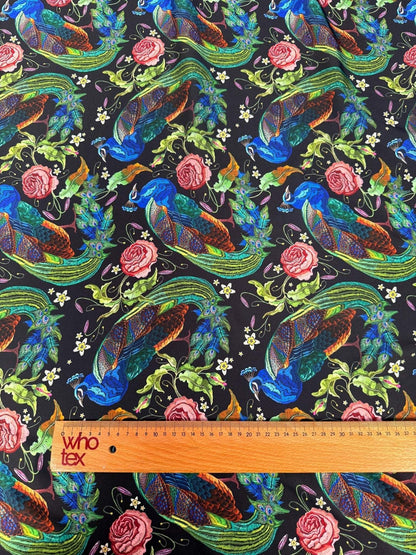 Peacock Rose Fabric – Available in Satin, Crepe, Spandex & Chiffon | By Metre