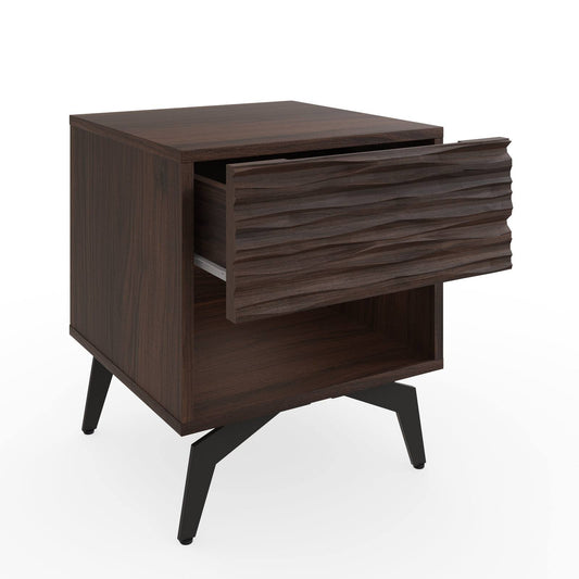 Bantham Side Table Dark Walnut 1 Shelf 1 Drawer