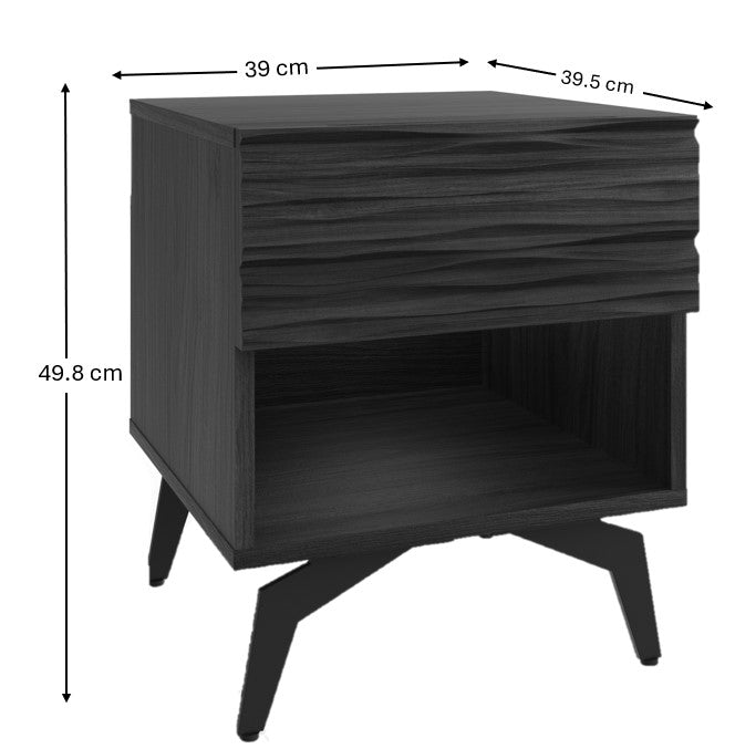 Bantham Side Table Dark Walnut 1 Shelf 1 Drawer