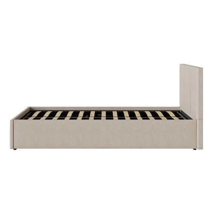End Lift Small Double Ottoman Bed Metal & Wood Natural 3 x 7ft