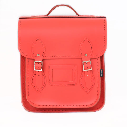 Handmade Leather City Backpack - Pillar Box Red