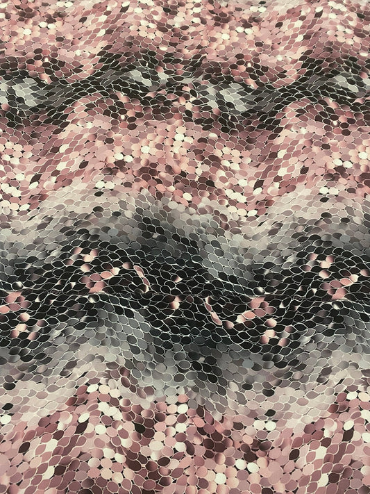 Pink and Black Abstract Scales Print Fabric