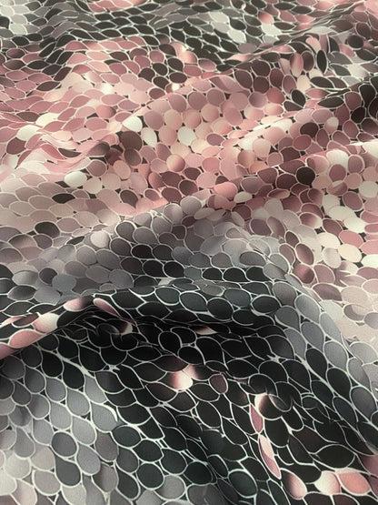 Pink and Black Abstract Scales Print Fabric