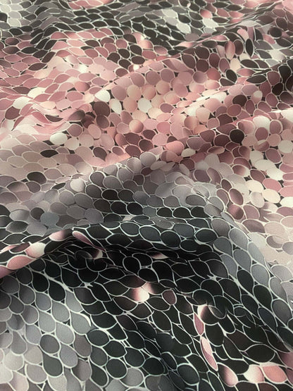Pink and Black Abstract Scales Fabric – Custom Printed Fabric on Satin, Crepe, Spandex or Chiffon
