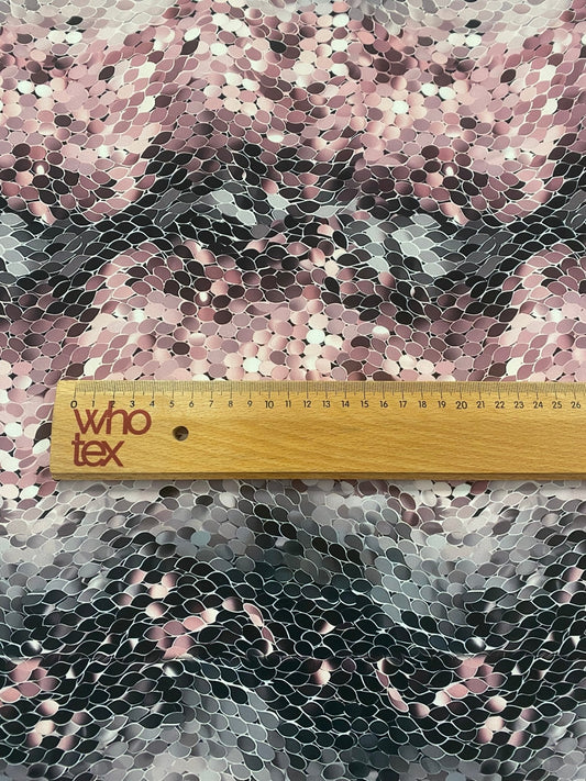 Pink and Black Abstract Scales Print Fabric