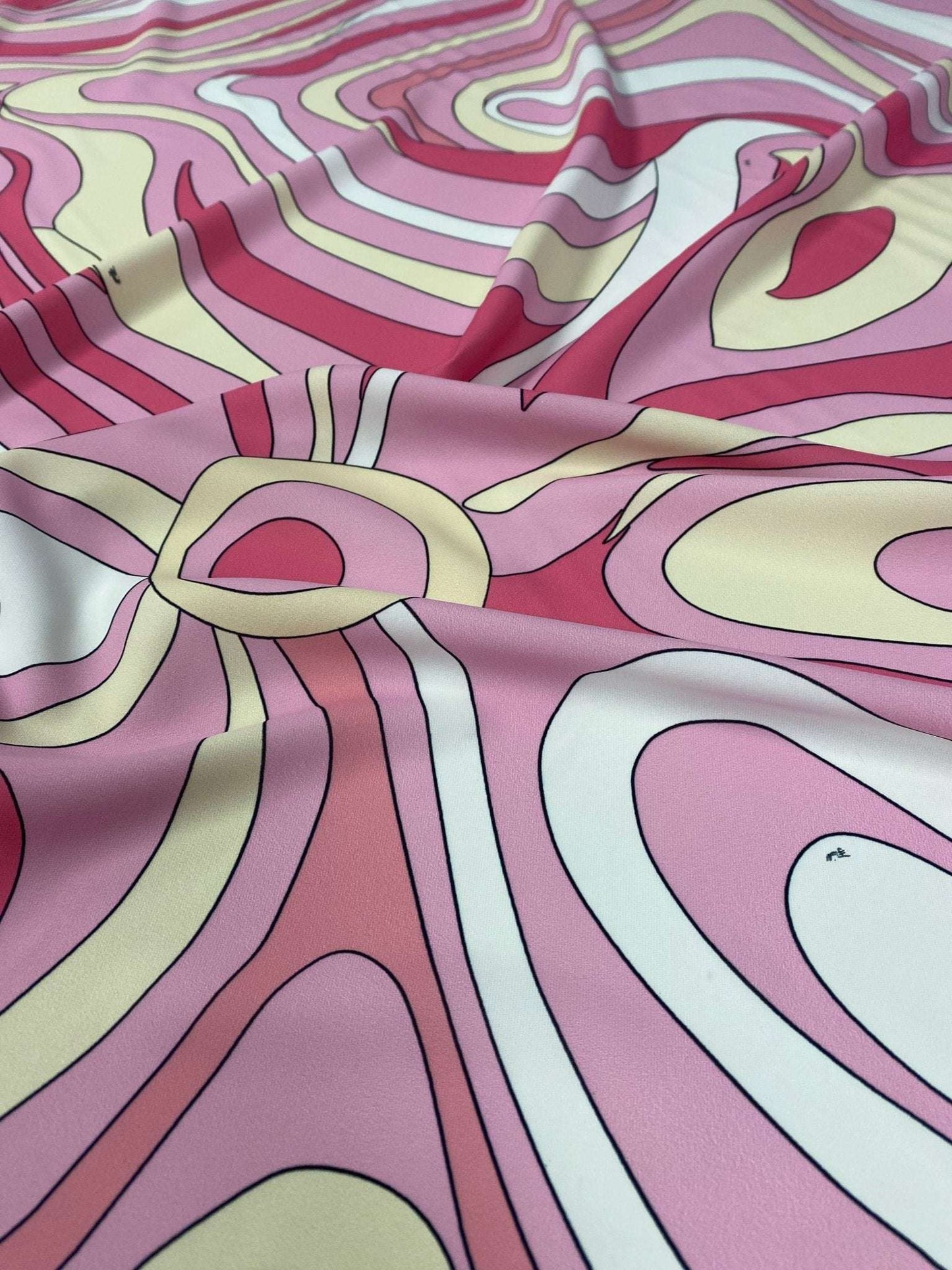 Pink and Yellow Psychedelic Swirl Fabric – Fabric by Metre, Multiple Options for Sewing & Dressmaking