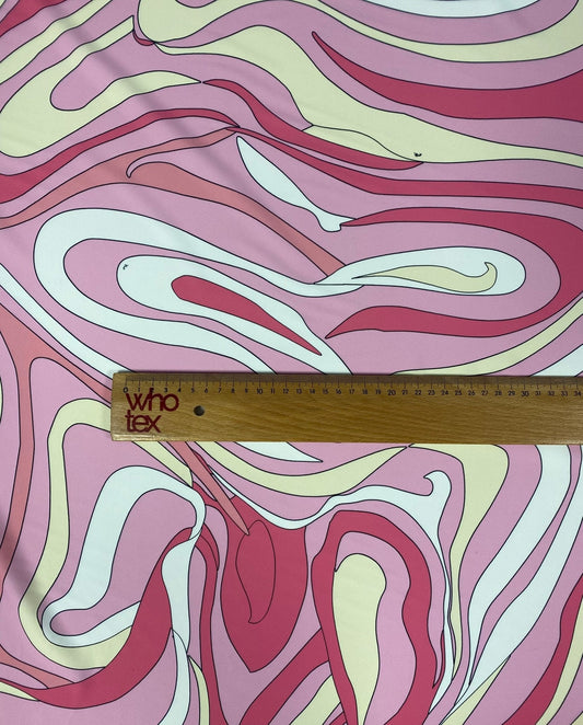 Pink and Yellow Psychedelic Swirl Print Fabric