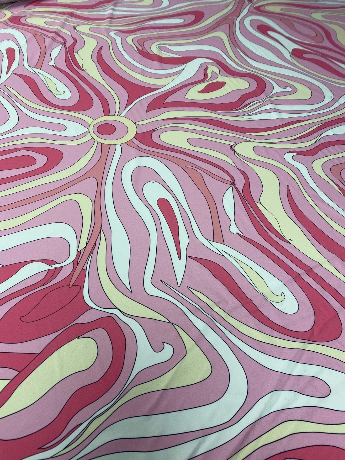 Pink and Yellow Psychedelic Swirl Fabric – Fabric by Metre, Multiple Options for Sewing & Dressmaking