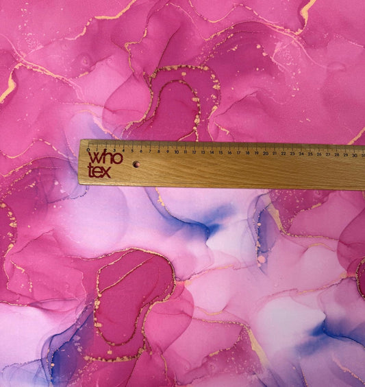 Pink Marble Effect Fabric with Gold Veins | Fabric by Metre
