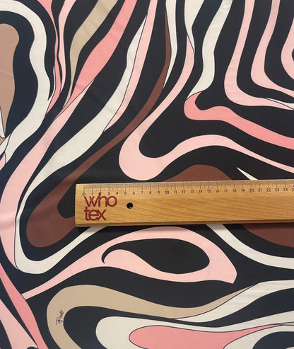 Pink Retro Swirl Fabric – Abstract 70s Style Pattern by the Metre