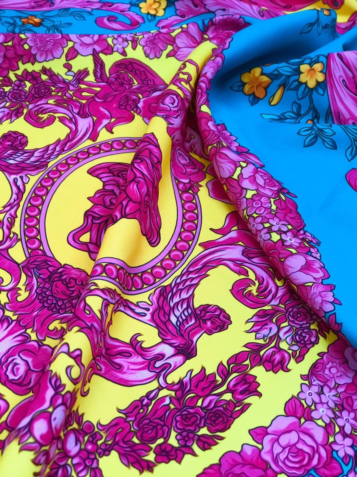 Pink Baroque Silky Fabric